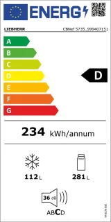 Liebherr CBNef 5735 koel-vriescombinatie vrijstaand zilver 393l
