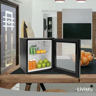 Livista Mini Koelkast 42L Zwart Glazen Deur