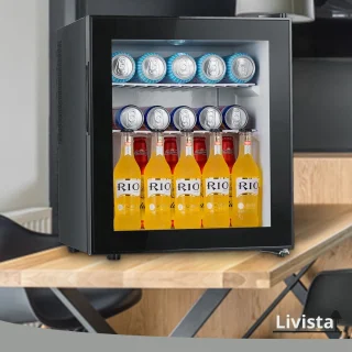Livista Mini Koelkast 42L Zwart Glazen Deur