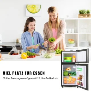 Merax Mini Koelkast 60L 2-Deurs Zwart