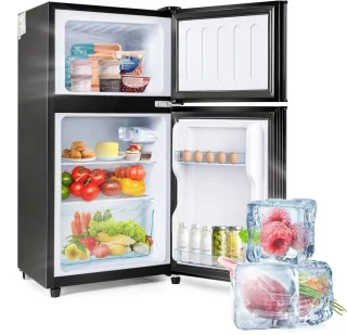 Merax Mini Koelkast 60L 2-Deurs Zwart