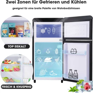 Merax Retro Doppeltür-Kühlschrank 72L 21L Gefrierfach E