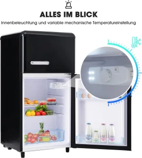 Merax Retro Doppeltür-Kühlschrank 72L 21L Gefrierfach E