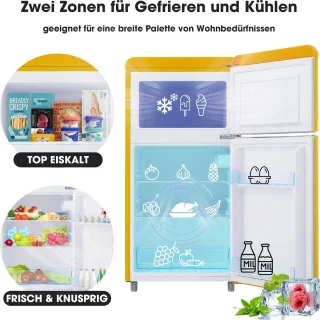 Merax Retro Doppeltür-Kühlschrank 72L mit Gefrierfach