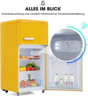 Merax Retro Doppeltür-Kühlschrank 72L mit Gefrierfach