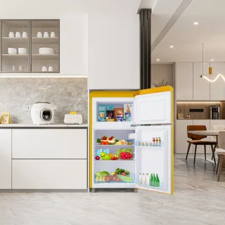 Merax Retro Doppeltür-Kühlschrank 72L mit Gefrierfach