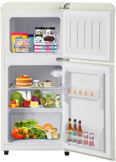 Merax Retro Koelkast 60L Dubbele Deur Creme Wit