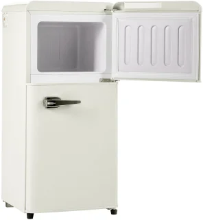 Merax Retro Koelkast 60L Dubbele Deur Creme Wit