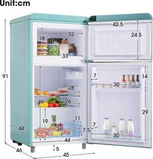 Merax Retro-Kühlschrank Doppeltür 72L