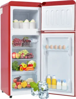 Merax Retro-Kühlschrank Kühl-Gefrier-Kombination 92L zweiflügelig
