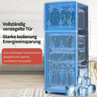 Merax Retro-Kühlschrank Kühl-Gefrier-Kombination 92L zweiflügelig