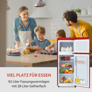 Merax Retro-Kühlschrank Kühl-Gefrier-Kombination 92L zweiflügelig