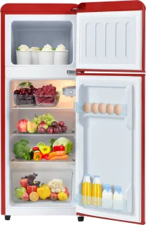 Merax Retro-Kühlschrank Kühl-Gefrier-Kombination 92L zweiflügelig
