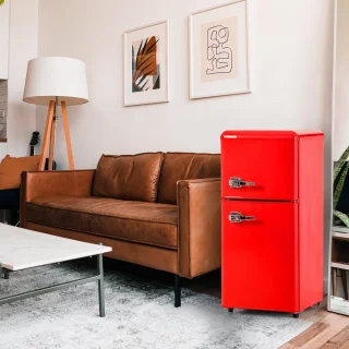 Merax Retro Mini Koel-vriescombinatie Rood 60L