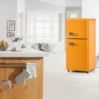 Merax Retro Mini Koelkast 60L Geel