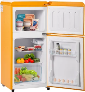 Merax Retro Mini Koelkast 60L Geel