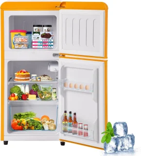 Merax Retro Mini Koelkast 60L Geel