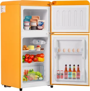 Merax Retro Mini Koelkast 60L Geel