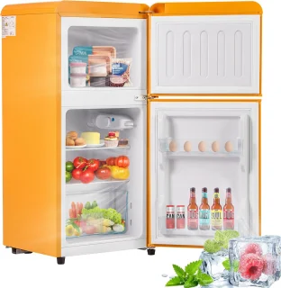 Merax Retro Mini Koelkast 60L Geel