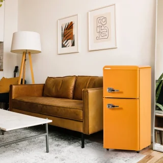 Merax Retro Mini Koelkast 60L Geel