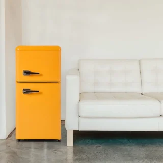 Merax Retro Mini Koelkast 60L Geel