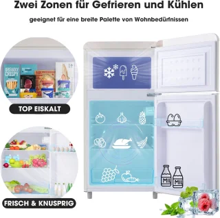 Merax Retro Mini Koelkast 72L Wit