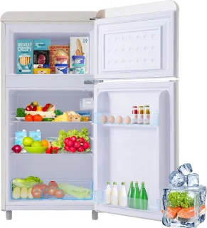Merax Retro Mini Koelkast 72L Wit