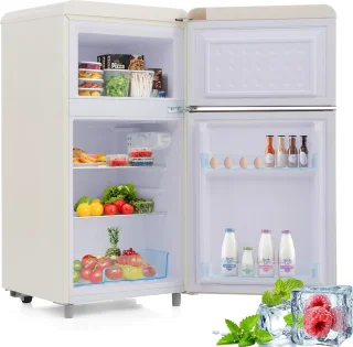 Merax Retro Mini Koelkast 72L Wit