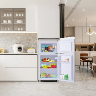 Merax Retro Mini Koelkast 72L Wit