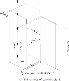 Midea MDRE423FGE01 Inbouwkoelkast 178cm