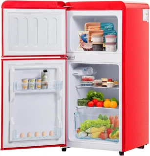 Mini koel-vriescombinatie 60 liter rood