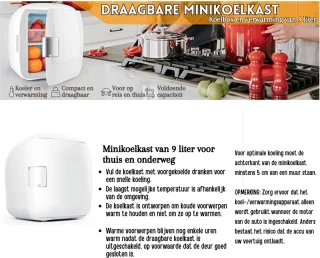 Mini Koelkast 9L met Glazen Deur
