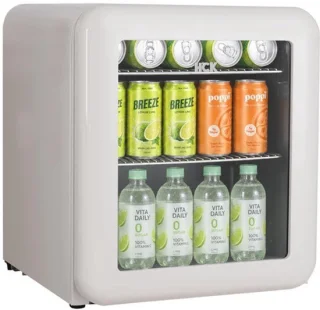 Mini koelkast met glazen deur - 46 liter - crèmegeel
