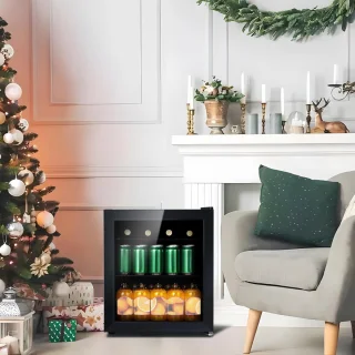 Minibar 48L Mini Koelkast Glazen Deur Ultra Zwart