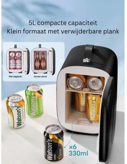 Minibar Glazen Deur 5L Zwart