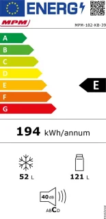 MPM Koel-vriescombinatie Vrijstaand 182L Zwart