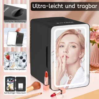 NETTLIFE Skincare Fridge Mini Koelkast Zwart 6L