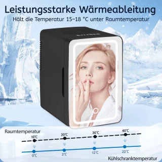 NETTLIFE Skincare Fridge Mini Koelkast Zwart 6L