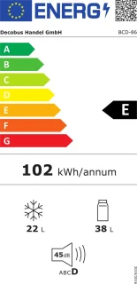 Premium Zwart Koelvriescombinatie 60L E-klasse