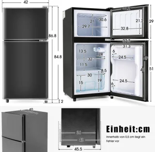 Premium Zwart Koelvriescombinatie 60L E-klasse