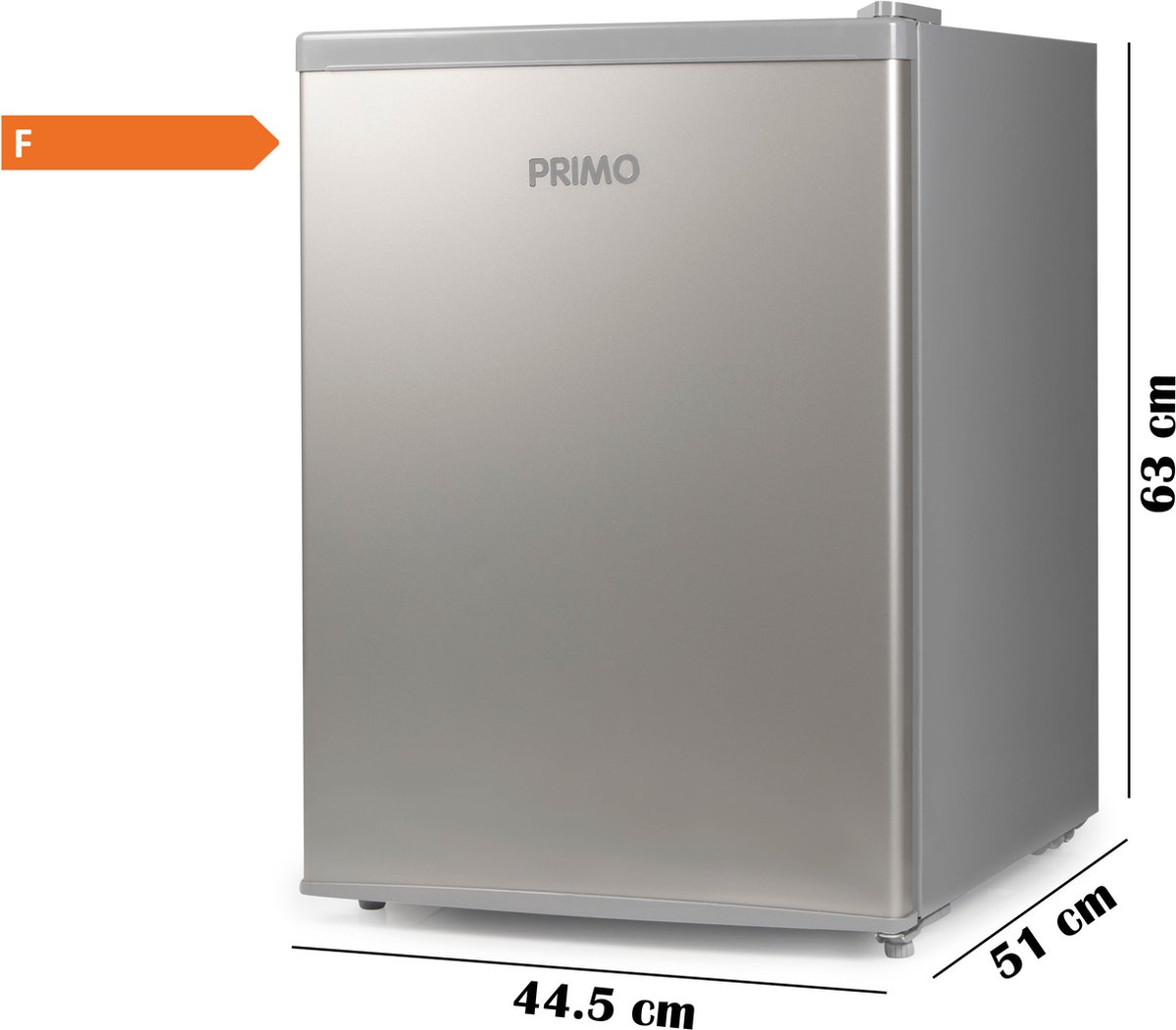 PRIMO PR128FR Koelkast tafelmodel 65L zilver vrijstaand