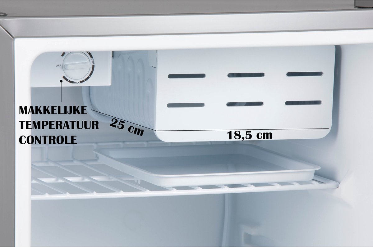 PRIMO PR128FR Koelkast tafelmodel 65L zilver vrijstaand
