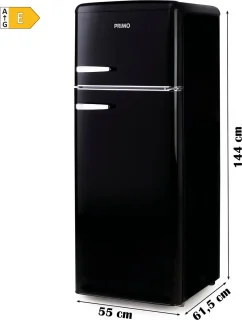 PRIMO PR166RKZ Retro Koelvriescombinatie 206L Zwart