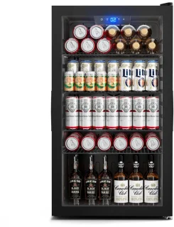Reky Koelkast tafelmodel met glazen deur, 90,6L, zwart