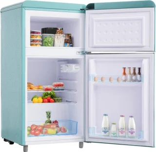 Retro dubbeldeurs koel-vriescombinatie 72 l cyaan