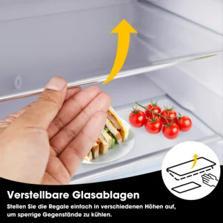 Retro koelkast dubbele deur 72L met vriesvak LED energieklasse E