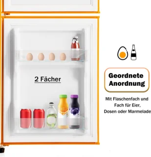 Retro koelkast freezercombinatie 60L premium geel E-klasse