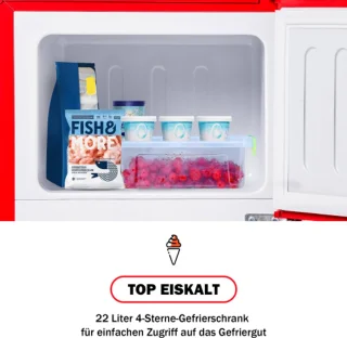 Retro koelkast vriescombinatie 60L rood
