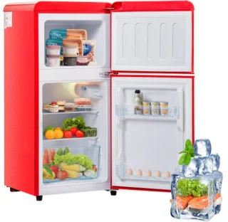 Retro koelkast vriescombinatie 60L rood