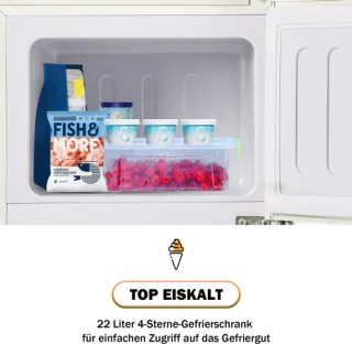 Retro koelkast vriescombinatie crème wit 60L